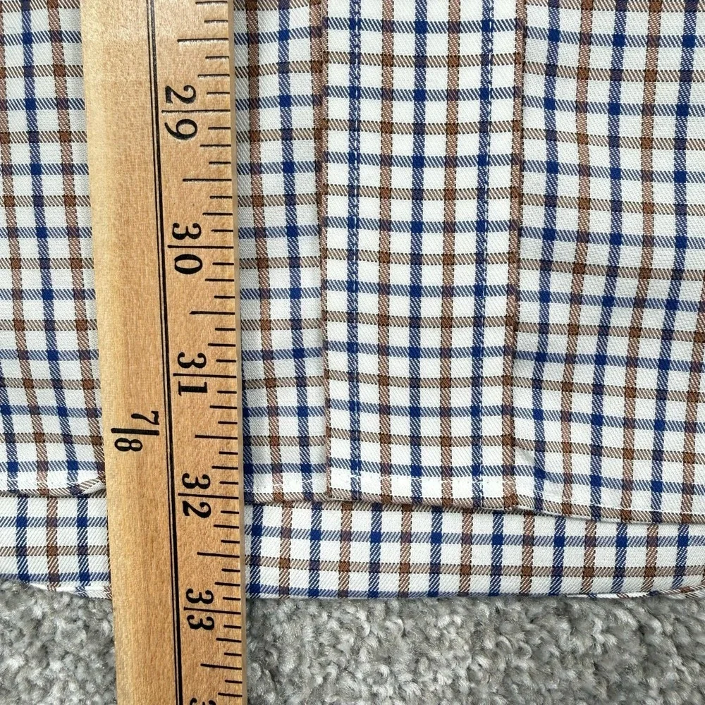 Perlis 1939 Mens M Button Down Shirt Blue Plaid Crawfish Classic Fit Cotton